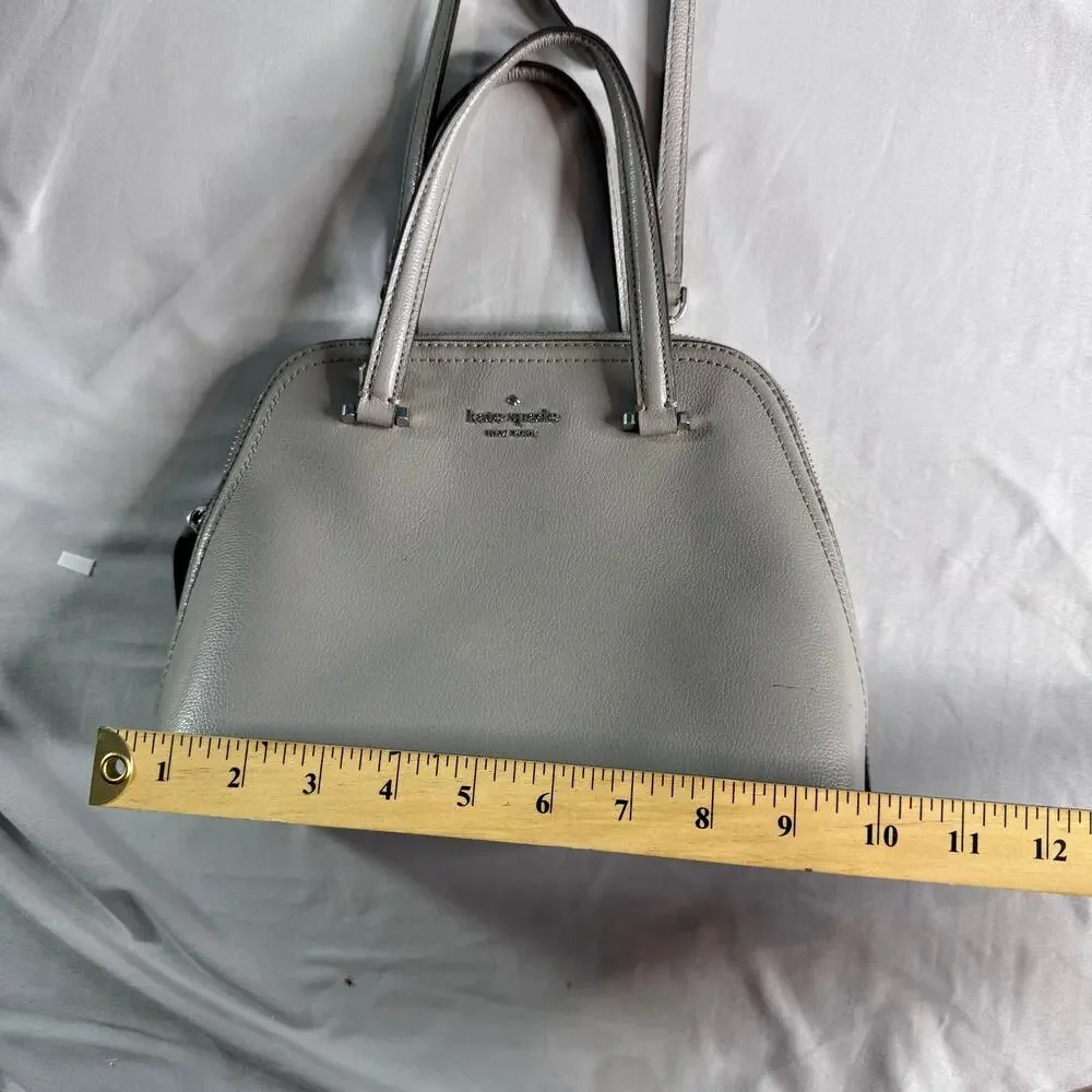 Kate Spade New York Gray Dome Satchel Crossbody Bag Pebbled Leather Purse - Picture 9 of 10